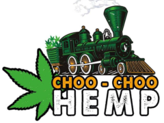 Choo-Choo Hemp logo: Cartoon train with cannabis leaf, dispensary Sukhumvit 49, Bangkok, Thailand.