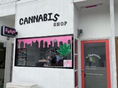 Exterior of S’Weed Cannabis Shop in Phra Nakhon Si Ayutthaya, Thailand, with 