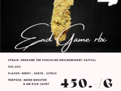 Endgame RBX cannabis flower, berry, earth, citrus flavors, Milkyway.bkk, Bangkok, Thailand.