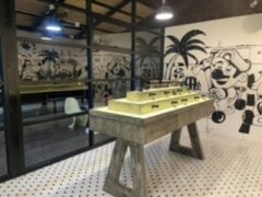 Cannabis Kingdom dispensary interior, near Choeng Mon Beach, Koh Samui, Thailand. Cartoon mural detail.
