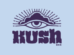 KUSH BKK cannabis delivery logo with eye graphic in Bangkok, Thailand.