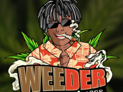 Weeder1988 logo: Cartoon image with a person smoking cannabis, set on Thepprasit Road, Pattaya.