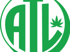 Logo of About That Life, green circle with ATL and cannabis leaf, online head shop.