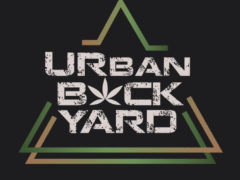 Urban Backyard Thailand logo with cannabis leaf and text on black background, high-end grower products.