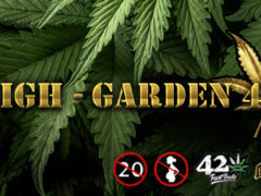 High Garden 420 cannabis shop logo with marijuana leaf. Online weed shop in Thailand.