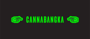 CANABANGKA text in green and two hand-holding a cigarette, cannabis theme.