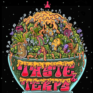 Taste & Terms cannabis weed shop online: Cartoon image of a bowl filled with plants and fruit.