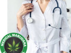 Doctor in lab coat for medical marijuana card evaluation at MJ Evaluations, Phoenix, AZ.