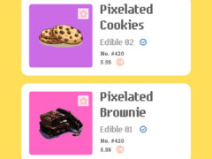 Pixelated cookies and brownies from Cannabitch Shop, cannabis edibles in Lat Phrao, Bangkok.