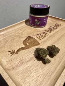 Wooden tray with engraved elephant and text 