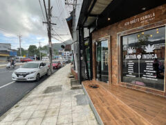 Exterior of 420 Route Kamala cannabis shop in Kamala, Phuket, with Sativa Indica sign.