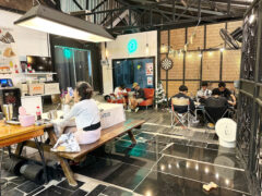 Interior of 420WEED.HOMEY’PATTAYA cannabis shop in Nong Prue, Chonburi, Thailand. People relaxing and socializing.
