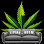 Large cannabis leaf design with a couch graphic and text reading "Couch Weed".