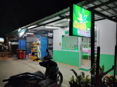 Canna Hunter cannabis shop exterior, Bang Yai, Nonthaburi, Thailand. Open late. Weed dispensary.