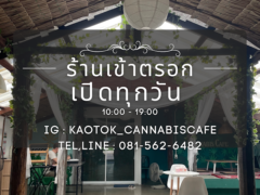 ร้านเข้าตรอก Cannabis Cafe in Suphan Buri. Relaxed cannabis cafe vibe, open daily 10AM-7PM, flowers & smoking accessories.