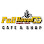 Palermo's Cafe & Bar logo with yellow text and an illustration of a person on a bicycle.