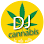 Green cannabis leaf logo inside a yellow circle, with the text "DJ cannabis".