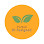 Orange circle with two green leaves and text, "pure in nature".