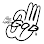 Hand gesture with thumb and index finger touching, forming a circle, other fingers raised; GGG in script.