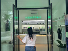 Exterior of Hempton Dispensary @ Bangtao Beach, Phuket, Thailand, showcasing cannabis flower shop entrance.