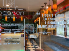 Exterior of High Season Koh Lanta cannabis shop in Klong Dao, Ko Lanta District, Krabi, Thailand, with 