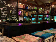 Koh Yao Noi 420 High Club interior: Bar with drinks & cannabis accessories. Chill, cafe-style vibe on Koh Yao Noi, Thailand.