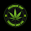 Round emblem with a green cannabis leaf, text reads "California Kush Co.".