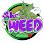 Cartoon of cannabis leaf above the word "WEED".