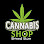Cannabis Shop logo with a green marijuana leaf.