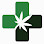Green cross logo with a white cannabis leaf.