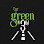 Green Street sign with stylized road symbol and text.