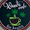 Logo for Weeds Cafe featuring a coffee cup, cannabis leaves, and text on a dark background.
