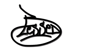 Blessed" word in black script inside a black oval outline on a white background.