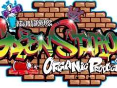GreenStation cannabis shop graffiti logo, Saraburi, Thailand.