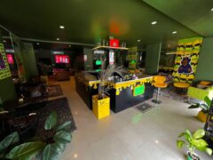 Interior of KING CANNABIS cannabis shop in Pattaya, Thailand, showing modern design and counter.