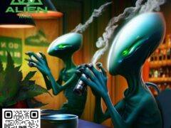 Alien Roll cannabis shop illustration in Pathum Thani, Thailand.