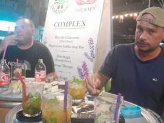 Bar at StarWeed Dispensaire, Sala Dan, Ko Lanta. Cannabis coffee shop and massage therapy complex. Drinks served.