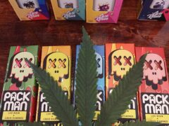 Top Genetics, Chiang Mai weed shop: Live Resin & Packman cannabis disposables (Watermelon, Lemon, Sunset Gelato).