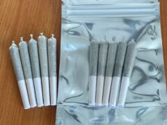 Pre-rolled cannabis joints from Pureleaf Savers, a weed shop in Muang Pattaya, Thailand.
