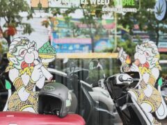 Channel Weed Store DMK (Donmueng) storefront with a scooter parked outside, Bangkok, Thailand.