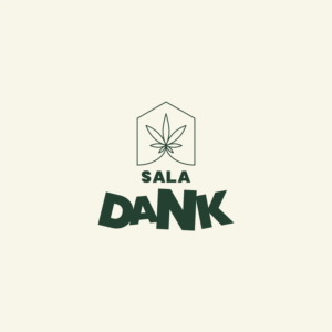 Sala Dank" text with cannabis leaf in house outline logo.
