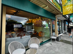 WeedeN cannabis dispensary, Boat Avenue, Phuket, Thailand. Exterior view. Sign reads 