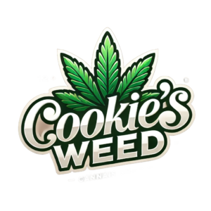 Cookie's Weed" logo, cannabis shop, marijuana leaf.